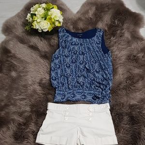 MAx Edition Blue Printed Sleeveless Side Tie Top